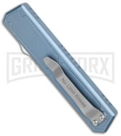 No Limit Knives Vanga Red/Blue OTF Automatic Knife - Tanto Satin Plain -Kershaw Shop No Limit Knives Vanga Tanto DA OTF Auto Red Blue Satin BHQ 102508 jr side large