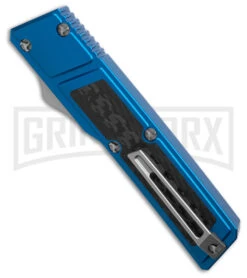 No Limit Knives Vespa Ripper Blue/ CF Inlay OTF Tanto Knife - Satin -Kershaw Shop No Limit Knives Vespa Ripper Blue CF Inlay OTF Tanto Knife Satin GX 36590 hd side large