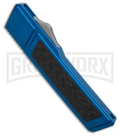 No Limit Knives Vespa Ripper Blue/ CF Inlay OTF Tanto Knife - Satin -Kershaw Shop No Limit Knives Vespa Ripper Blue CF Inlay OTF Tanto Knife Satin GX 36590 hd spine large