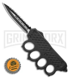 OTF Automatic Knuckle Knife - Dagger Full Serr Two-Tone -Kershaw Shop OTF Automatic Knuckle Knife Dagger Full Serr Two Tone GX 36489 LS Bottlecap large