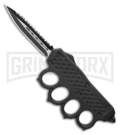 OTF Automatic Knuckle Knife - Dagger Full Serr Two-Tone