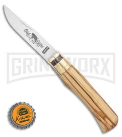 Antonini Old Bear Classical Carbon Small Italian Olive Wood Folding - Satin Plai -Kershaw Shop Old Bear 930617LU BHQ 124882 LS Bottlecap large