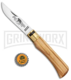 Antonini Old Bear Classical Carbon Large Italian Olive Knife - Satin Plain -Kershaw Shop Old Bear Large Olive Wood Satin BHQ 124714 jr bottlecap large