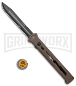 Paragon Estiletto Dark Earth Bolt Automatic OTF Knife - Black Clip Point -Kershaw Shop Paragon Estiletto CP OTF Auto Dark Earth Lightning Bolt Black EST CP LB FDE B DE BHQ 134551 jr bottlecap large