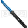 Paragon Estiletto Black Bolt Automatic OTF Knife - Blue Tanto -Kershaw Shop Paragon Estiletto Tanto OTF Auto Black Lightning Bolt Blue Serr EST T LB B CBLU BHQ 103600 jr large