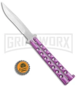 Light Purple Balisong Butterfly Knife - Satin Plain -Kershaw Shop Pink Balisong Butterfly Satin Plain GX 37427 jr bottlecap large