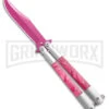 Regal Flipper Pink Swirl Balisong Butterfly Knife - Green Plain