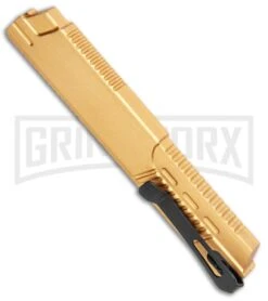 Firecracker XL Gold DA/OTF Automatic Knife - Tanto Black Plain -Kershaw Shop Pocket Clip Gold DA OTF Auto Black Tanto 27065GD GX 35602 jr side large