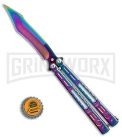 Chalkhill Balisong Spectrum Butterfly Knife - Skeletonized Handles -Kershaw Shop Rainbow Balisong Butterfly Knife GX 37605 td size large