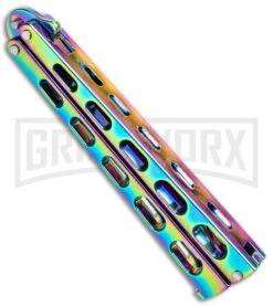 Monarch Integral Black Balisong Butterfly Knife - Spectrum Plain -Kershaw Shop Rainbow Balisong Butterfly Knife GX 37611 td side large