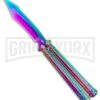 Rainbow Balisong Tanto Compound Butterfly Knife - Rainbow Plain -Kershaw Shop Rainbow Bone Balisong DP Compound Butterfly Knife BF 201 2 GX 37590 jr large