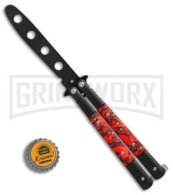 Red Demon Trainer Balisong Butterfly Knife - Black Plain -Kershaw Shop Red Demon Trainer butterfly black BP 20689 er bottlecap large