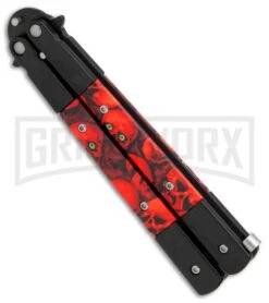 Red Demon Trainer Balisong Butterfly Knife - Black Plain -Kershaw Shop Red Demon Trainer butterfly black BP 20689 er side large