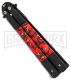Red Demon Trainer Balisong Butterfly Knife - Black Plain -Kershaw Shop Red Demon Trainer butterfly black BP 20689 er spine large