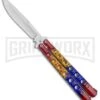 Red/Yellow/Blue Balisong Butterfly Knife (4.25" Satin) -Kershaw Shop Red Yellow Blue Balisong Butterfly Satin GX 37519 jr large