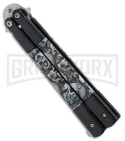 Regal Flipper Venom Skull Balisong Butterfly Knife - Satin Plain -Kershaw Shop Regal Flipper Blackwood Balisong Butterfly Knife Satin Plain GBS1714 BP 22466 jr side large