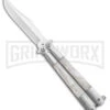 Regal Flipper White Swirl Balisong Butterfly Knife - Satin Plain