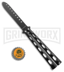 Ronin Gear Black Balisong Trainer Butterfly Knife - Black Plain -Kershaw Shop Ronin Gear Black Balisong Butterfly Trainer Black BHQ 177223 jr bottlecap large