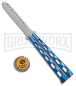 Ronin Gear Blue Balisong Trainer Butterfly Knife - Satin Plain -Kershaw Shop Ronin Gear Blue Balisong Butterfly Trainer Satin BHQ 177221 jr bottlecap large