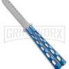 Ronin Gear Blue Balisong Trainer Butterfly Knife - Satin Plain -Kershaw Shop Ronin Gear Blue Balisong Butterfly Trainer Satin BHQ 177221 jr large