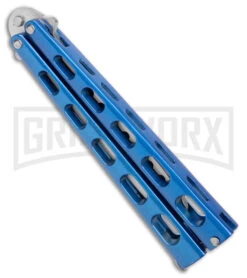 Ronin Gear Blue Balisong Trainer Butterfly Knife - Satin Plain -Kershaw Shop Ronin Gear Blue Balisong Butterfly Trainer Satin BHQ 177221 jr side large