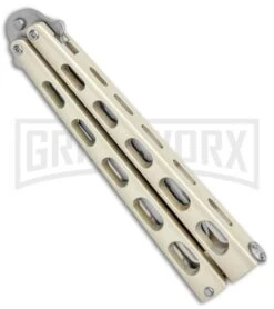 Champagne Balisong Trainer Butterfly Knife - Satin Plain -Kershaw Shop Ronin Gear Champagne Balisong Trainer Butterfly Satin GX 37516 jr side large