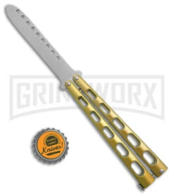 Ronin Gear Gold Balisong Trainer Butterfly Knife - Satin Plain -Kershaw Shop Ronin Gear Gold Balisong Butterfly Trainer Satin BHQ 177219 jr bottlecap large