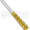 Ronin Gear Yellow Balisong Trainer Butterfly Knife - Satin Plain -Kershaw Shop Ronin Gear Gold Balisong Trainer Butterfly Satin GX 37366 jr large