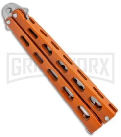 Ronin Gear Orange Balisong Trainer Butterfly Knife - Satin Plain -Kershaw Shop Ronin Gear Orange Balisong Trainer Butterfly Satin GX 37346 jr side large