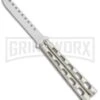 Ronin Gear Silver Balisong Trainer Butterfly Knife - Satin Plain -Kershaw Shop Ronin Gear Silver Balisong Trainer Butterfly Satin GX 37347 jr large