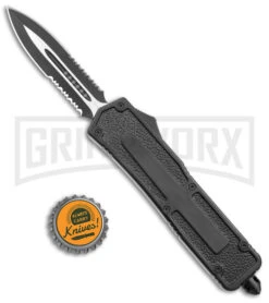 Rumble Black D/A OTF Automatic Knife - Dagger Black Serr -Kershaw Shop Rumble Black DA OTF Auto Dagger Black Serr GX 9975 jr bottlecap large