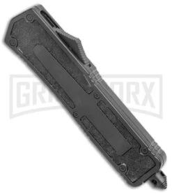 Rumble Black D/A OTF Automatic Knife - Dagger Satin Plain -Kershaw Shop Rumble Black DA OTF Auto Dagger Gray 7PA4 50B GX 8404 jr spine large