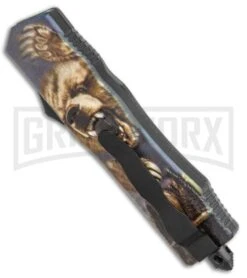 Rumble Black D/A OTF Automatic Knife Dagger Grizzly - Two Tone Plain -Kershaw Shop Rumble Black DA OTF Auto Dagger Grizzly TT GX 38007 jr side large