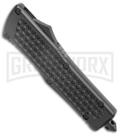 Rumble Black D/A OTF Automatic Knife Diamond Grid Pattern - Dagger, 2 Tone -Kershaw Shop Rumble Black DA OTF Auto Diamond Grid Pattern Dagger TT GX 38109 jr spine large