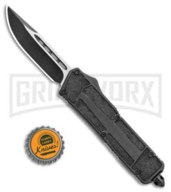 Rumble Black D/A OTF Automatic Knife W/ Fuller - Two-Tone Plain -Kershaw Shop Rumble Black DA OTF Auto Fuller TT Plain GX 23761 jr bottlecap large