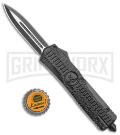 Switchblade System Black Skull Tread Automatic OTF Knife - Dagger Two Tone Plain -Kershaw Shop Rumble Black DA OTF Auto Skull Zipper Pattern Dagger TT GX 38176 jr bottlecap large