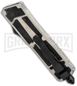 Rumble Silver D/A OTF Automatic Knife - S/E Drop Point Two Tone Plain -Kershaw Shop Rumble Silver DA OTF Auto DP TT GX 36940 jr side large