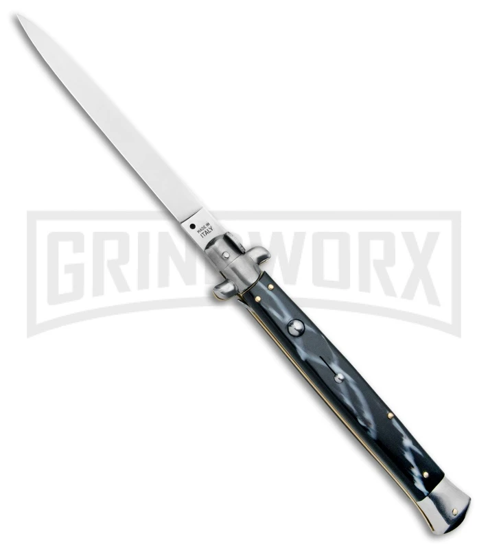 SKM 13" Italian Stiletto Sim Dark Horn Automatic Knife - Flat 3 SKM 13" Italian Stiletto Sim Dark Horn Automatic Knife - Flat