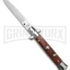 SKM 8" Italian Stiletto Rosewood Automatic Knife - Flat Satin