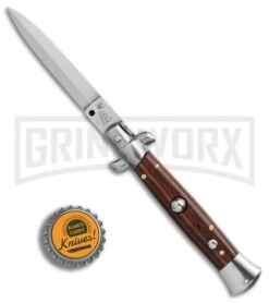 SKM 8" Italian Stiletto Cocobolo Wood Automatic Knife - Satin Dagger -Kershaw Shop SKM 8in Italian Stiletto cocobolo wood satin dagger BP 22714 er bottlecap large
