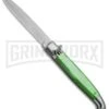 SKM 9.5" Green Acrylic Fancy Lever Lock Automatic Stiletto Knife - Satin Bayo 2 SKM 9.5" Green Acrylic Fancy Lever Lock Automatic Stiletto Knife - Satin Bayo -Kershaw Shop SKM 9.5in Fancy Acrylic LL Stiletto Bayo Green BP 19171 jr 2 large