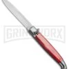 SKM 9.5" Red Acrylic Fancy Lever Lock Automatic Stiletto Knife - Satin Bayo -Kershaw Shop SKM 9.5in Fancy Acrylic LL Stiletto Bayo Red BP 19170 jr 2 large