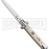 SKM 9" Italian Stiletto Simulated Ivory Automatic Knife - Flat Satin Plain -Kershaw Shop SKM 9in Stiletto Auto Sim Ivory Satin Flat BHQ 92043 jr large