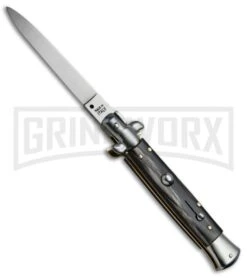 SKM 9" Italian Stiletto Dark Horn Automatic Knife - Flat