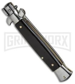 SKM 9" Italian Stiletto Dark Horn Automatic Knife - Flat -Kershaw Shop SKM 9in Stiletto Dark Horn Flat BHQ 51011 jr side large