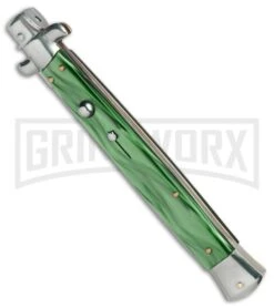 SKM/AB 13" Italian Stiletto Green Pearlex Automatic Knife - Dagger -Kershaw Shop SKM AB 13in stiletto green pearlex dagger BP 22698 er spine large
