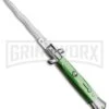 SKM/AB 9" Green Acrylic Automatic Stiletto Knife - Satin Kris -Kershaw Shop SKM AB 9in Italian Stiletto Acrylic Green Kriss BP 6056 jr large