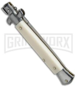 SKM AB 9" Italian Stiletto Sim Ivory Automatic Knife - Satin Dagger -Kershaw Shop SKM AB 9in Stiletto Sim Ivory Dagger BP 19123 jr side large