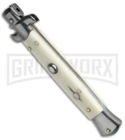 SKM AB 9" Italian Stiletto Sim Ivory Automatic Knife - Satin Dagger -Kershaw Shop SKM AB 9in Stiletto Sim Ivory Dagger BP 19123 jr spine large