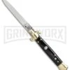 SKM 9" Italian Stiletto Dark Horn Brass Automatic Knife - Flat
